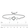 Thumbnail Image 3 of 1/6 CT. T.W. Enhanced Black and White Diamond Triple Heart Bolo Bracelet in Sterling Silver - 9.5"
