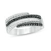 Thumbnail Image 0 of 1/2 CT. T.W. Enhanced Black and White Diamond Multi-Row Wrap Ring in Sterling Silver