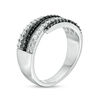 Thumbnail Image 2 of 1/2 CT. T.W. Enhanced Black and White Diamond Multi-Row Wrap Ring in Sterling Silver