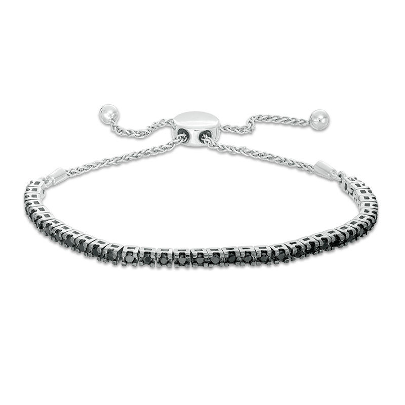 Main Image 1 of 1 CT. T.W. Black Diamond Tennis Bolo Bracelet in Sterling Silver - 9.5"