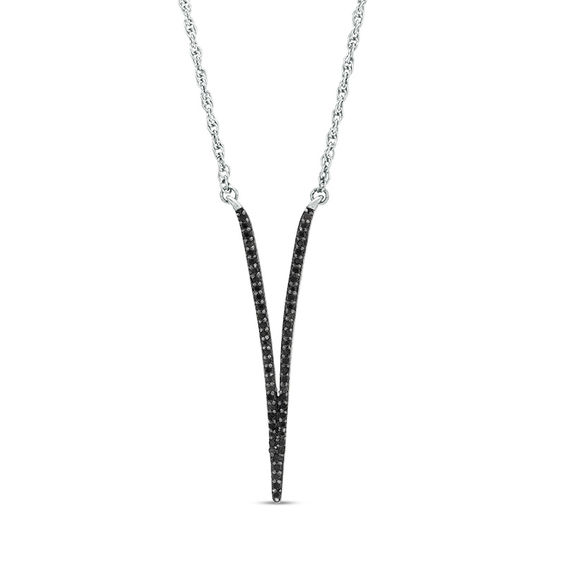1/4 CT. T.w. Black Diamond Deep "V" Necklace in Sterling Silver