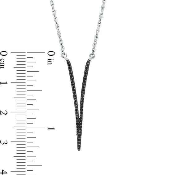 1/4 CT. T.w. Black Diamond Deep "V" Necklace in Sterling Silver