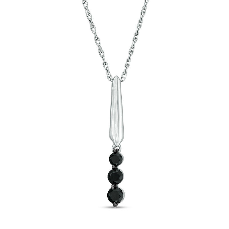 Main Image 1 of 1/4 CT. T.W. Black Diamond Triple Drop Pendant in Sterling Silver