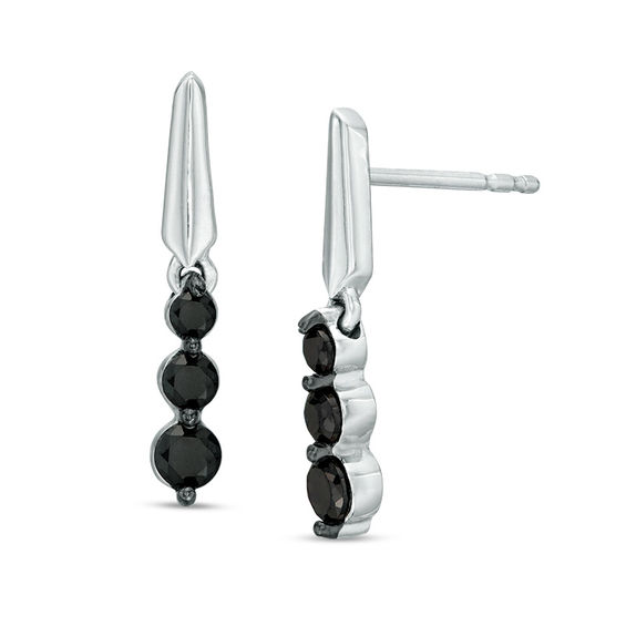 1/3 CT. T.w. Black Diamond Triple Drop Earrings in Sterling Silver