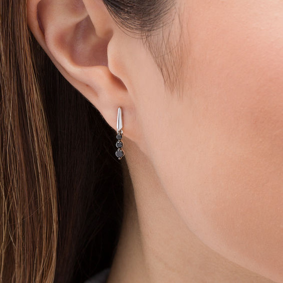 1/3 CT. T.w. Black Diamond Triple Drop Earrings in Sterling Silver