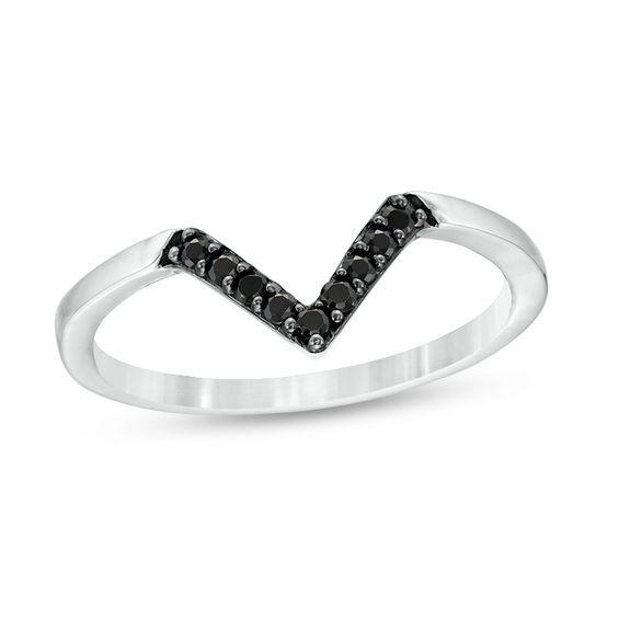 1/8 CT. T.w. Black Diamond Chevron Ring in Sterling Silver