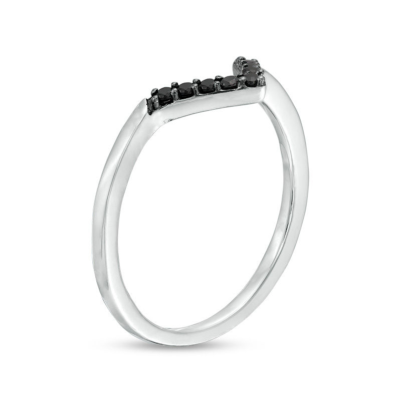 Main Image 3 of 1/8 CT. T.W. Black Diamond Chevron Ring in Sterling Silver