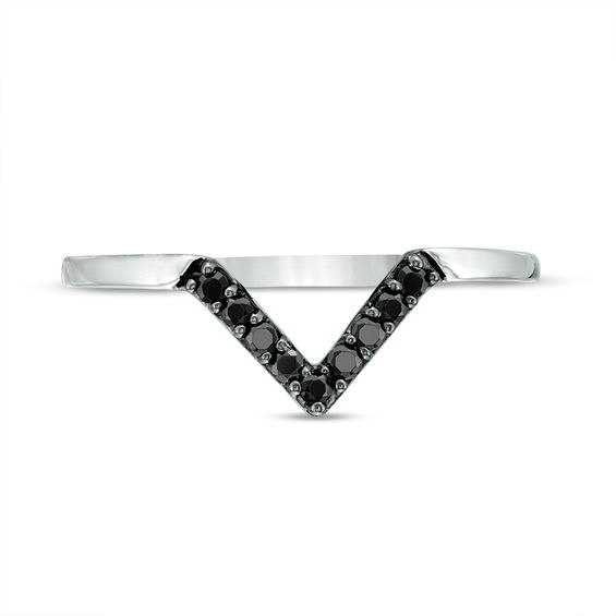 1/8 CT. T.w. Black Diamond Chevron Ring in Sterling Silver