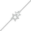 Thumbnail Image 1 of 1/20 CT. T.W. Diamond Double Star Anklet in Sterling Silver - 10"