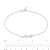 Thumbnail Image 4 of 1/20 CT. T.W. Diamond Heartbeat with Heart Anklet in Sterling Silver and 10K Rose Gold - 10"