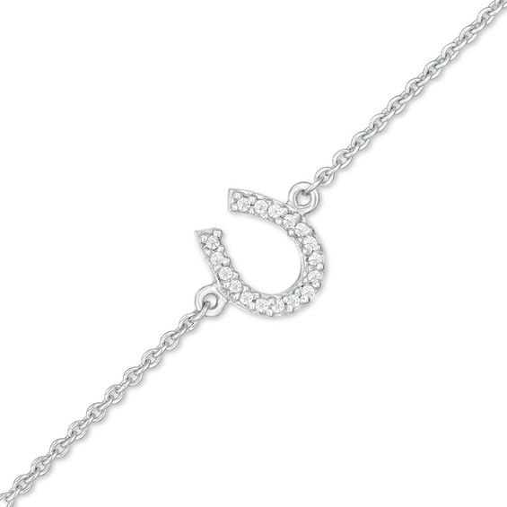 1/20 CT. T.w. Diamond Horseshoe Anklet in Sterling Silver - 10"