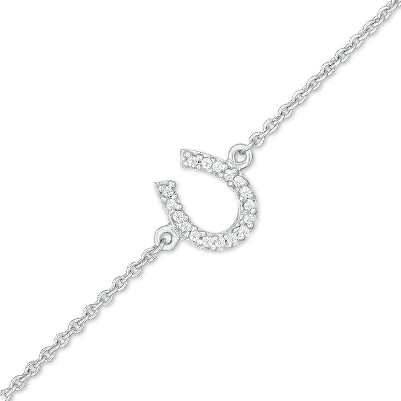 Main Image 1 of 1/20 CT. T.W. Diamond Horseshoe Anklet in Sterling Silver - 10"