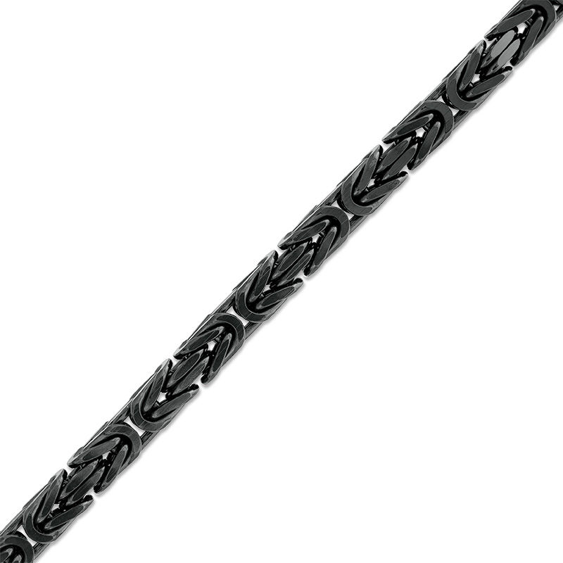 Made in Italy Men's 6.0mm Byzantine Chain Bracelet in Solid Sterling Silver with Black Ruthenium - 8.5"