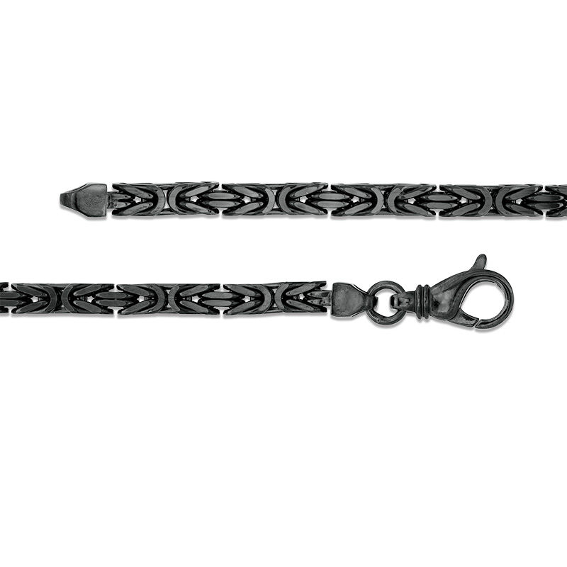 Made in Italy Men's 6.0mm Byzantine Chain Bracelet in Solid Sterling Silver with Black Ruthenium - 8.5"