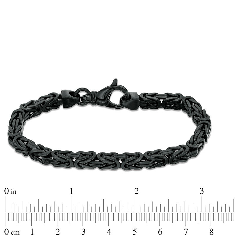 Made in Italy Men's 6.0mm Byzantine Chain Bracelet in Solid Sterling Silver with Black Ruthenium - 8.5"