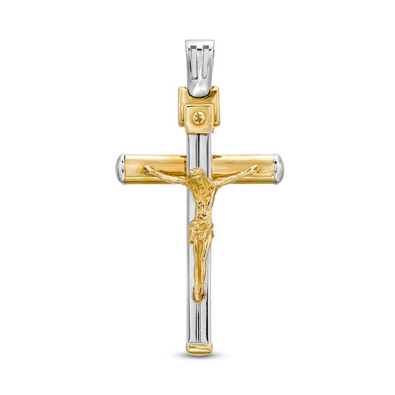 Made in Italy Crucifix Necklace Charm in 10K Two-Tone Gold
