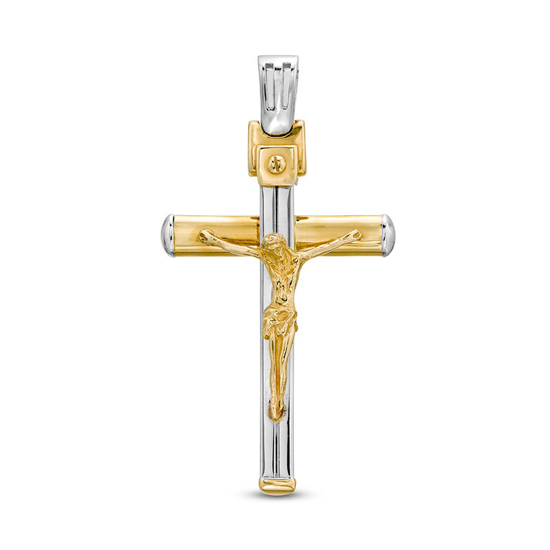 Made in Italy Men's Crucifix Necklace Charm in 10K Two-Tone Gold