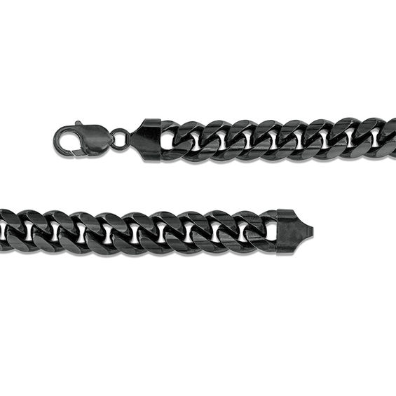 Made in Italy Men's 350 Gauge Cuban Curb Chain Necklace in Sterling Silver with Black Ruthenium - 24"