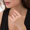 Thumbnail Image 2 of Baguette London Blue and White Topaz Zig-Zag Ring in Sterling Silver with 14K Gold Plate