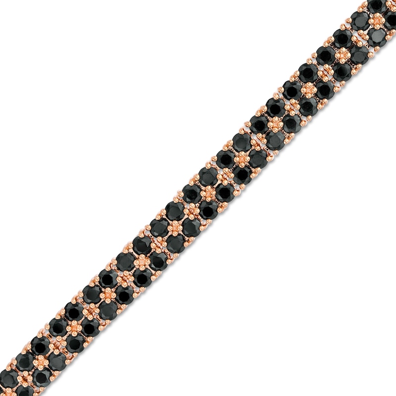 3.5mm Black Spinel Double Row Bracelet in Sterling Silver with 10K Rose Gold Plate - 7.25"