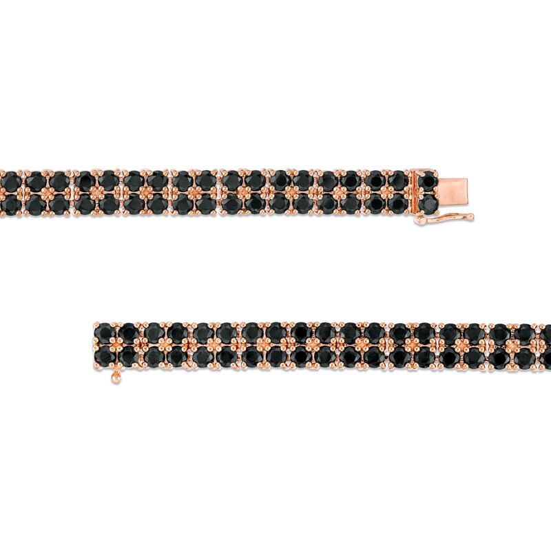 3.5mm Black Spinel Double Row Bracelet in Sterling Silver with 10K Rose Gold Plate - 7.25"