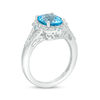 Thumbnail Image 3 of Oval Swiss Blue Topaz and Lab-Created White Sapphire Flower Petal Frame Split Shank Ring in Sterling Silver