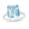 Thumbnail Image 0 of Emerald-Cut Sky Blue Topaz and Lab-Created White Sapphire Side Accent Ring in Sterling Silver