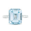 Thumbnail Image 4 of Emerald-Cut Sky Blue Topaz and Lab-Created White Sapphire Side Accent Ring in Sterling Silver