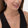 Thumbnail Image 2 of Pear-Shaped Swiss Blue Topaz and Lab-Created White Sapphire Frame Pendant and Drop Earrings Set in Sterling Silver