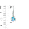 Thumbnail Image 3 of Pear-Shaped Swiss Blue Topaz and Lab-Created White Sapphire Frame Pendant and Drop Earrings Set in Sterling Silver