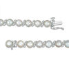 Thumbnail Image 3 of 5.0mm Button Freshwater Cultured Pearl and Lab-Created White Sapphire "S" Bracelet in Sterling Silver-7.25"