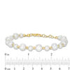 Thumbnail Image 4 of 6.0-8.0mm Freshwater Cultured Pearl and Diamond-Cut Bead Bracelet in Sterling Silver with 14K Gold Plate-7.5"