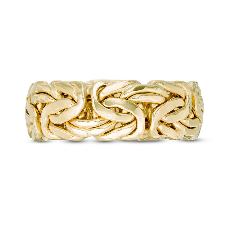 Ladies' 7.0mm Byzantine Chain Ring in 10K Gold - Size 7