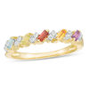 Thumbnail Image 1 of Baguette Multi-Gemstone and White Topaz Slant Five Stone Stackable Ring in 10K Gold