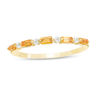 Thumbnail Image 1 of Baguette Citrine and White Topaz Alternating Five Stone Stackable Ring in 10K Gold
