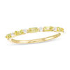 Thumbnail Image 0 of Baguette Peridot and White Topaz Alternating Five Stone Stackable Ring in 10K Gold