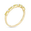 Thumbnail Image 2 of Baguette Peridot and White Topaz Alternating Five Stone Stackable Ring in 10K Gold