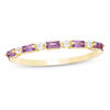 Thumbnail Image 0 of Baguette Amethyst and White Topaz Alternating Five Stone Stackable Ring in 10K Gold