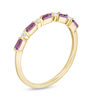 Thumbnail Image 2 of Baguette Amethyst and White Topaz Alternating Five Stone Stackable Ring in 10K Gold