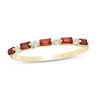 Thumbnail Image 0 of Baguette Garnet and White Topaz Alternating Five Stone Stackable Ring in 10K Gold