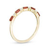 Thumbnail Image 2 of Baguette Garnet and White Topaz Alternating Five Stone Stackable Ring in 10K Gold
