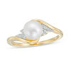 Thumbnail Image 1 of 7.0mm Freshwater Cultured Pearl and Diamond Accent Bypass Ring in 10K Gold