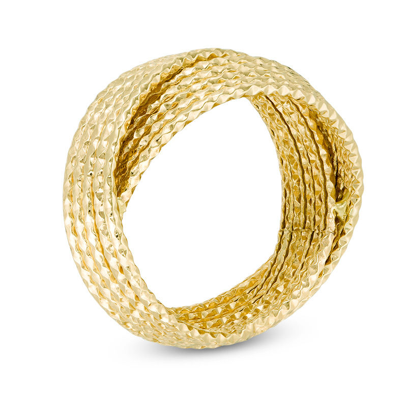Diamond-Cut Multi-Row Criss-Cross Orbit Ring in 10K Gold - Size 7