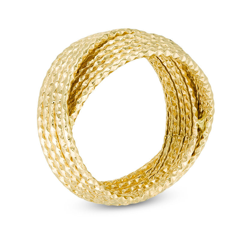Main Image 3 of Diamond-Cut Multi-Row Criss-Cross Orbit Ring in 10K Gold - Size 7