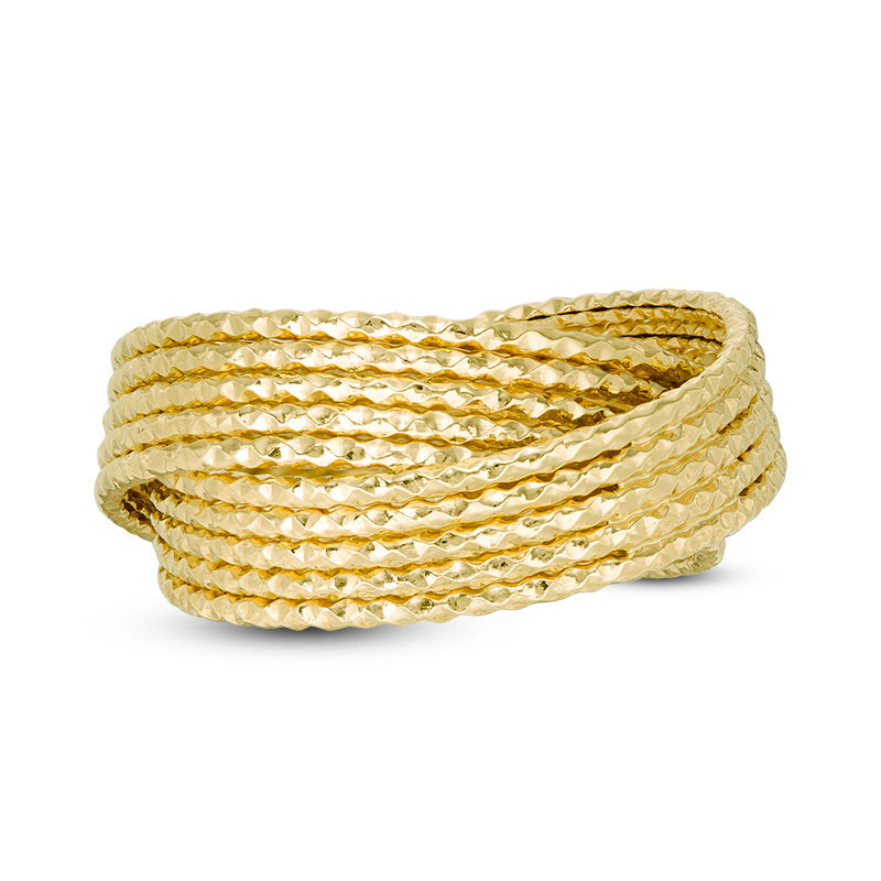 Main Image 4 of Diamond-Cut Multi-Row Criss-Cross Orbit Ring in 10K Gold - Size 7