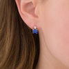 Thumbnail Image 2 of 7.0mm Cushion-Cut Lab-Created Blue and White Sapphire Stud Earrings in Sterling Silver