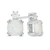 Thumbnail Image 1 of 7.0mm Cushion-Cut Lab-Created Opal and White Sapphire Stud Earrings in Sterling Silver