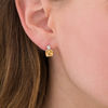 Thumbnail Image 2 of 7.0mm Cushion-Cut Citrine and Lab-Created White Sapphire Stud Earrings in Sterling Silver