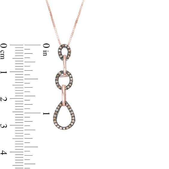 1/5 CT. T.w. Enhanced Champagne Diamond Triple Drop Pendant in Sterling Silver and 10K Rose Gold