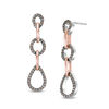 Thumbnail Image 1 of 1/3 CT. T.W. Enhanced Champagne Diamond Triple Drop Earrings in Sterling Silver and 10K Rose Gold